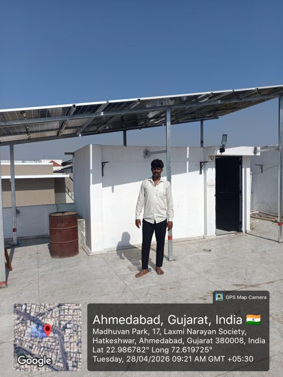 Rooftop solar installation at Laxmi Narayan Society, Hatkeshwar, Ahmedabad
