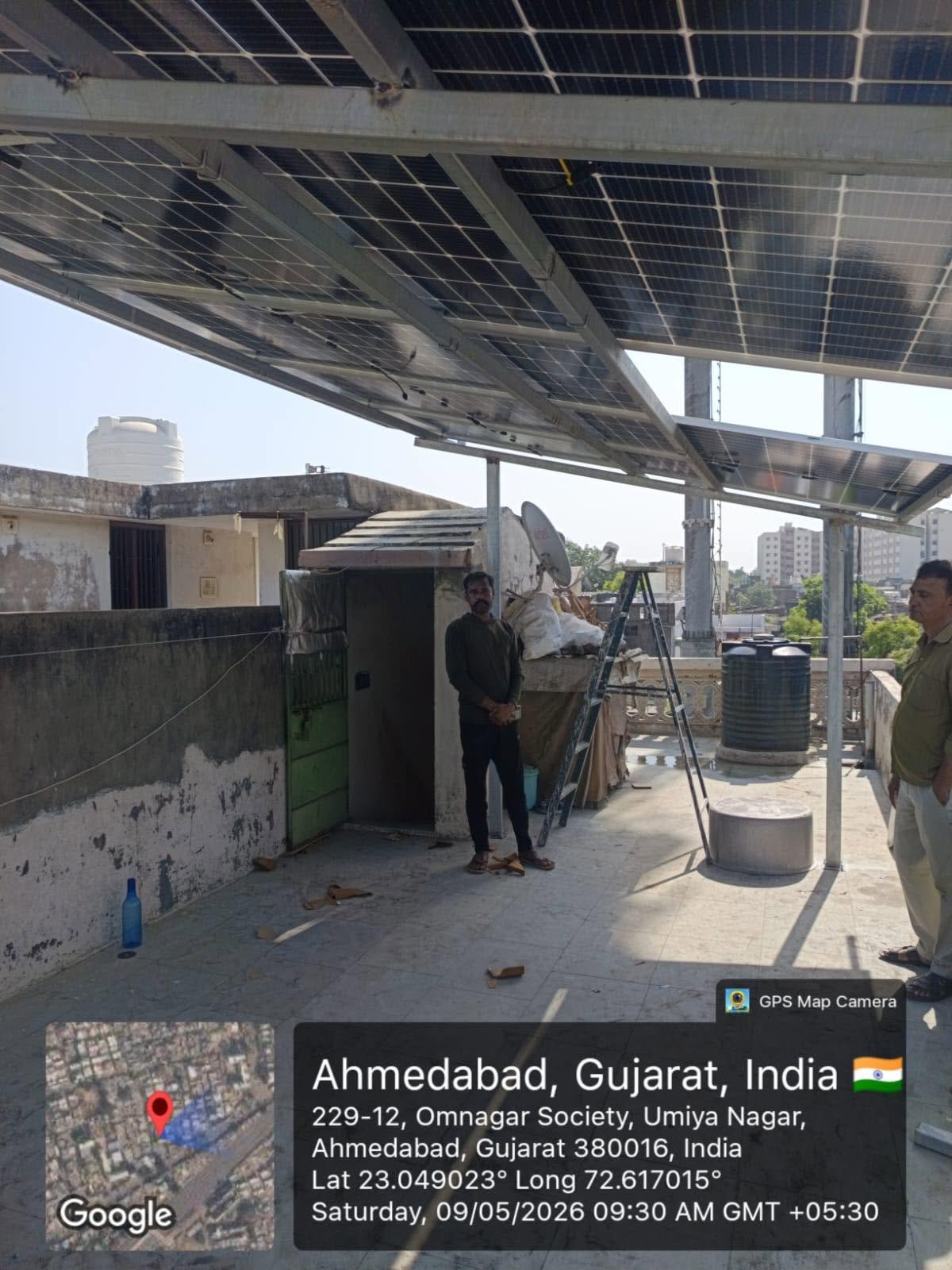 Rooftop solar installation at Omnagar Society, Umiya Nagar, Ahmedabad