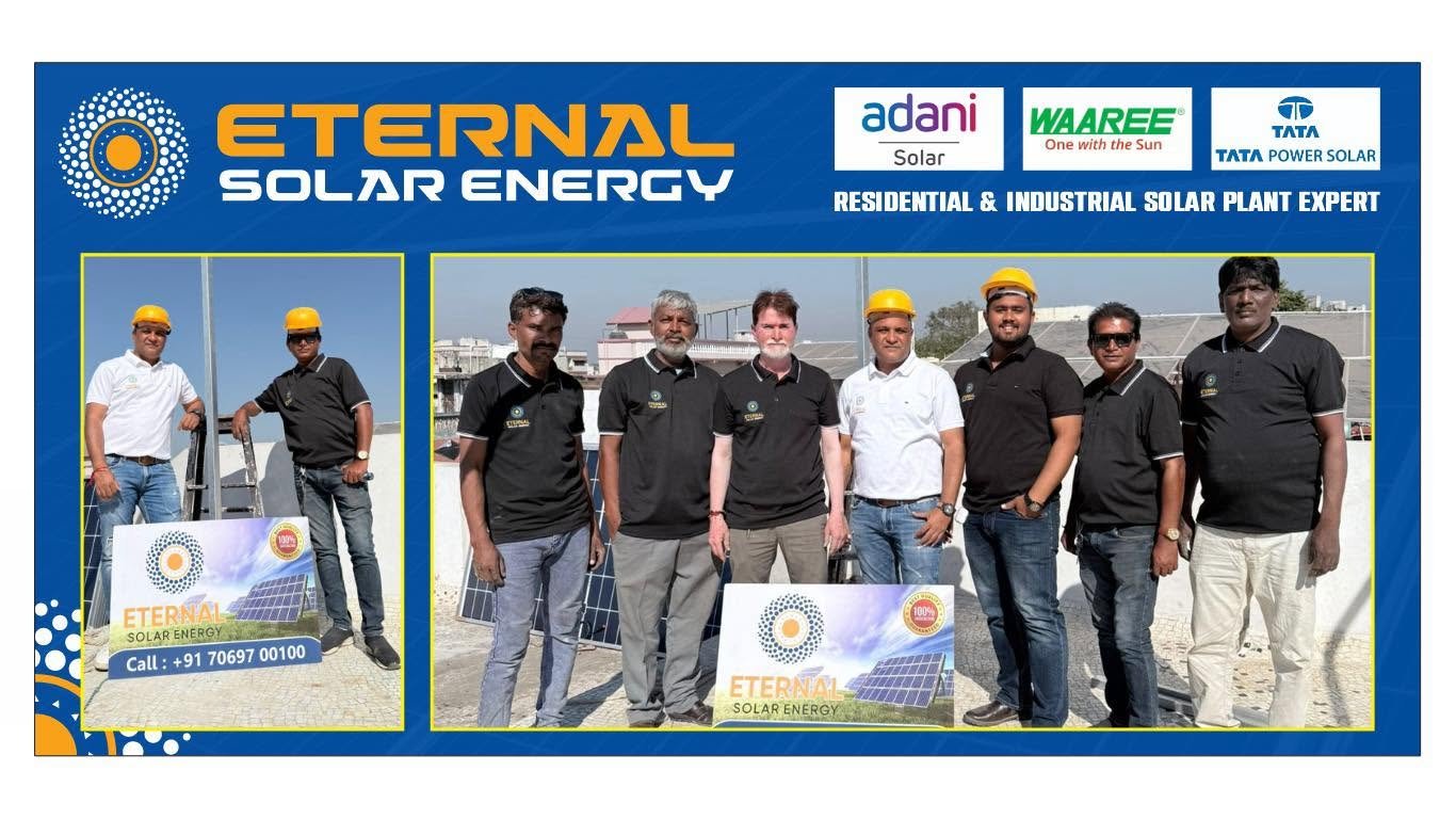 The Eternal Solar Energy installation team in Ahmedabad